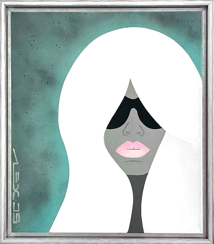 Contemporary minimalist pop art style portrait painting of Brigitte Bardot by Alex Di Silvestro