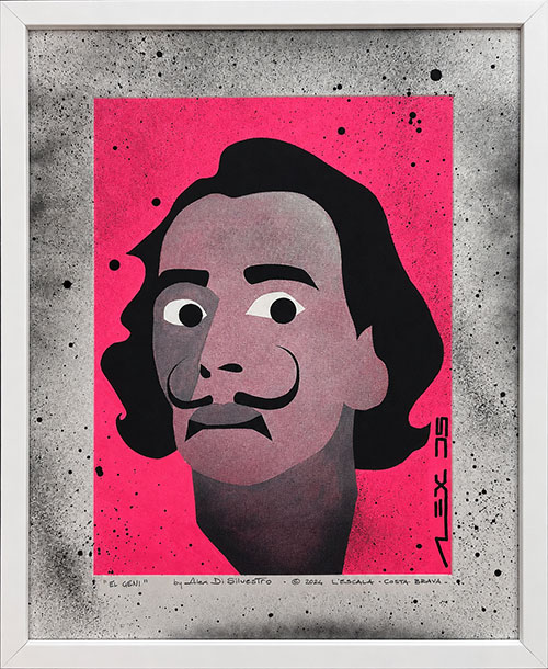 El Geni Salvador Dali' original new pop portrait by Alex Di Silvestro © 2024