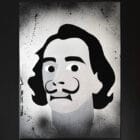 El Geni monochrome mixed media by Alex Di Silvestro. Salvador Dali' Art Portrait.